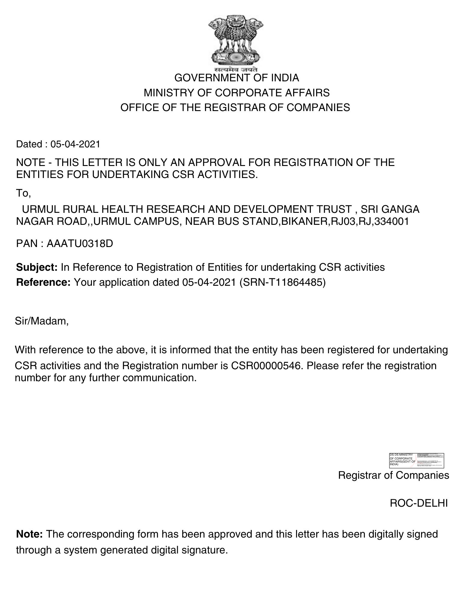 CSR Registration